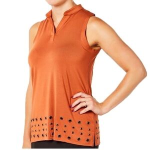 *CLEARANCE* Belyn Key Orange sleeveless golf tank top w/grommet detail Small